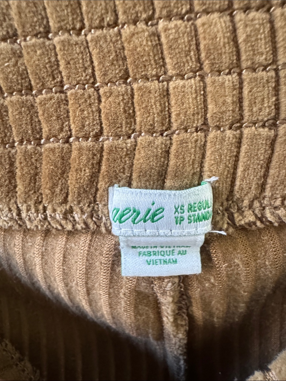 Aerie Ribbed Velour Flared Pants in Camel - Picture 2 of 9